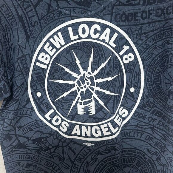 Vintage Union Made Mens Charcoal Grey Ibew Local 18‎ Los Angeles T-shirt Medium - Picture 2 of 8